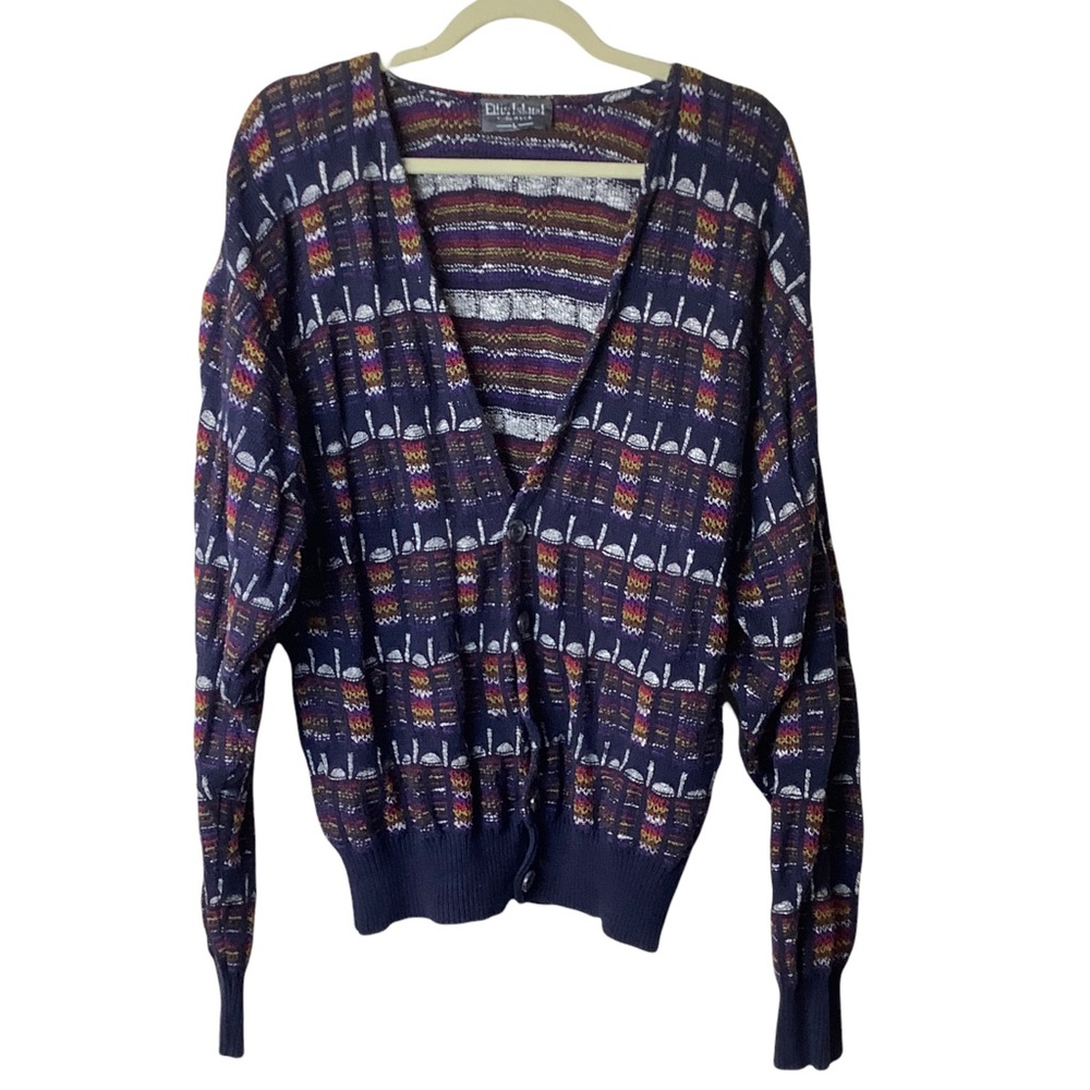 Vintage Multicolor Patterned Cardigan